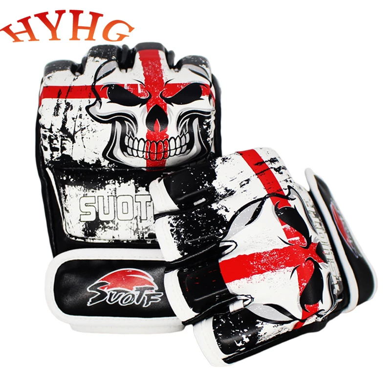 

HYHG MMA Skull Boxing Fighting Training Half Finger Training Taekwondo Glove Wear Resistant Tiger Muay Thai Glove Box Sanda Mma