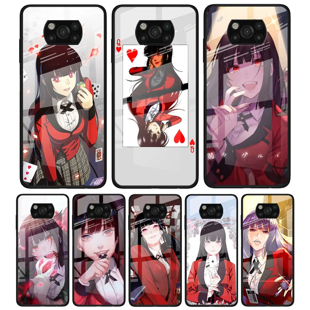 

Kakegurui for Xiaomi Poco X3 NFC F3 M2 F3 F2 X2 X3 Pro Redmi Note 8 9 10 Pro 8T 9T 9S Tempered Glass Phone Case Coque