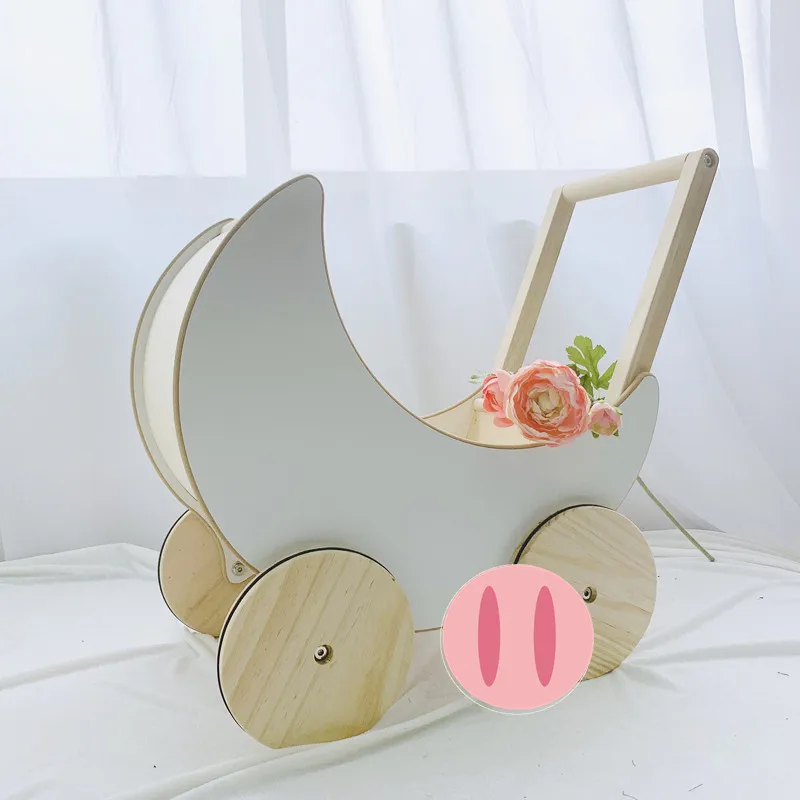 Реквизит для детской фотосъемки куклы Детская каретка деревянная игрушка