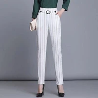 new surmmer women striped pants office lady suit trousers womens slim suit pants high waist harem pants thin carrot pants