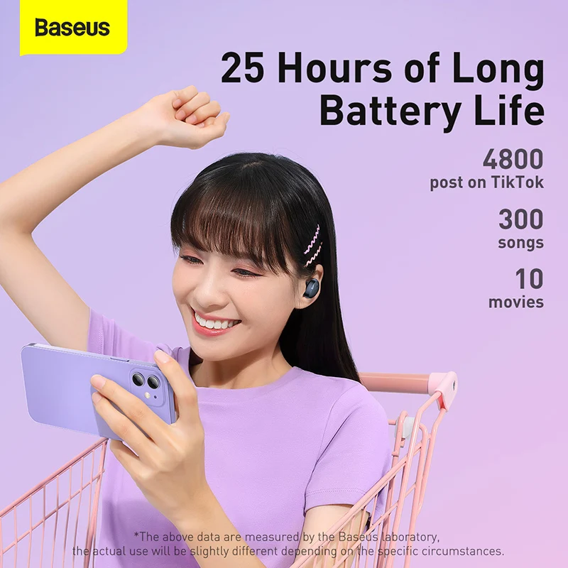Baseus E2 настоящие беспроводные наушники Bluetooth 5 2 TWS в ухо HD стерео гарнитура для iPhone