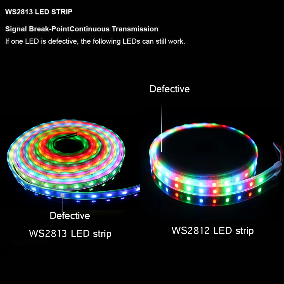 RGB-Лента светодиодная WS2813 (WS2812B Update) 5 в пост. Тока 30/60/144 пикселей/светодиодов/м |