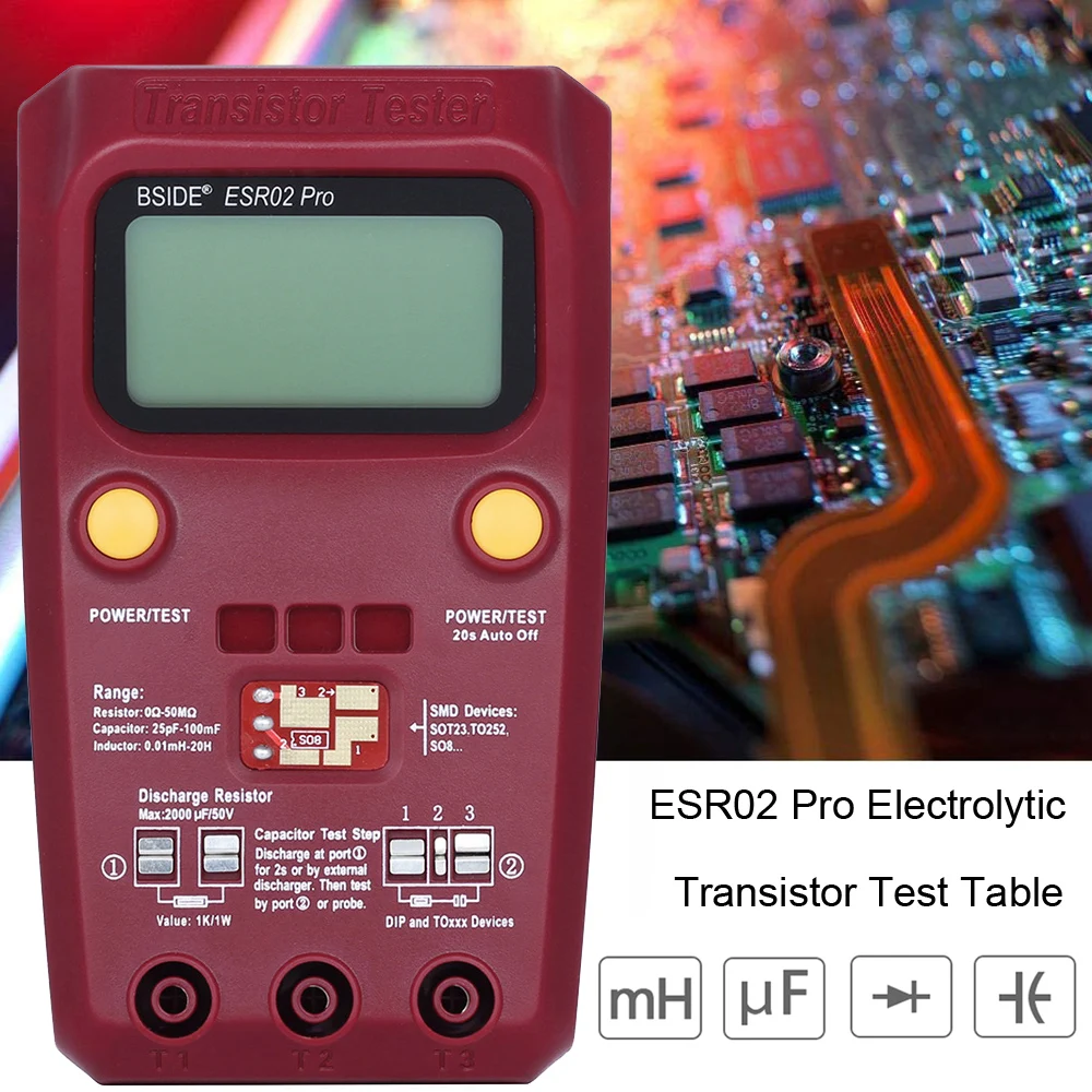 BSIDE ESR02 Pro транзистор ESR/SMD Test er M328 умный диодный Триод Емкость резистор измеритель