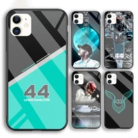 lewis hamilton 44 racing car phone case for iphone 6 6s 7 8 plus xr x xs xsmax 11 12 pro mini max tempered glass