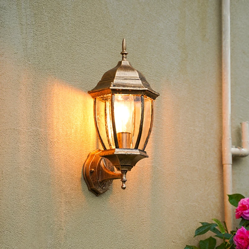 Retro 7W LED Wall Lantern Light Fixture Clear Glass Outdoor/Indoor Lamp E26/E27 Bulb