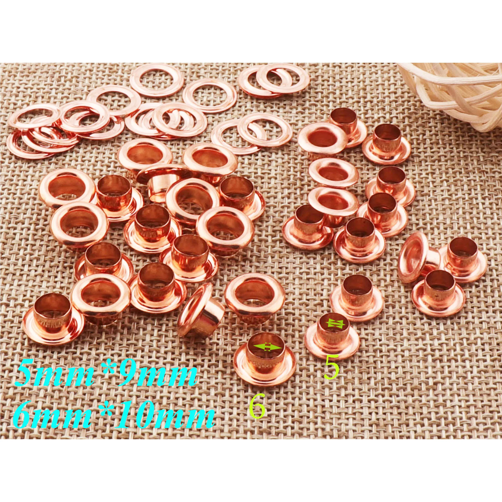 Металлические люверсы из розового золота 100 комплектов с шайбами диаметр