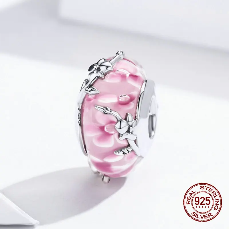 Подвеска из серебра 925 пробы с розовыми кристаллами | Украшения и аксессуары