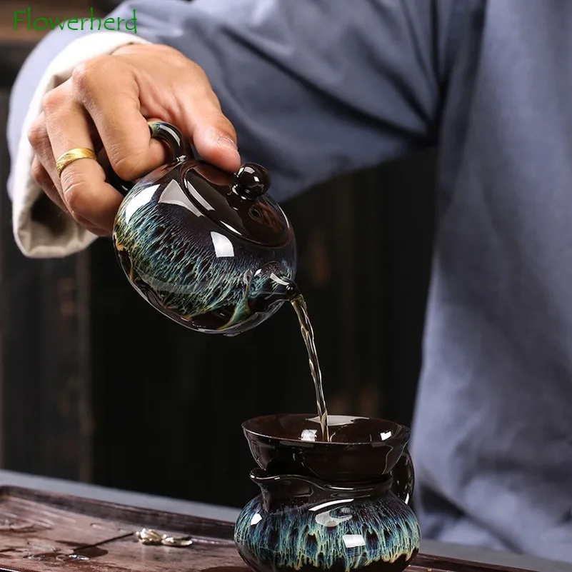 Керамический фарфоровый чайный сервиз набор кунг-фу чайные чашки и блюдца с