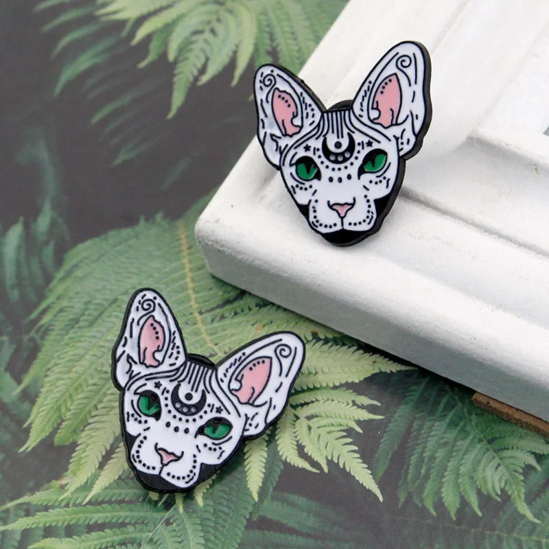 Мистическая эмалированная брошь в виде кошки-сфинкса булавки значки для