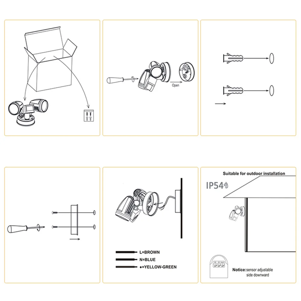 

220V LED Security Detector Wall Light Motion Sensor Outdoor Floodlight IP54 Waterproof COB Infrared Induction Lamp