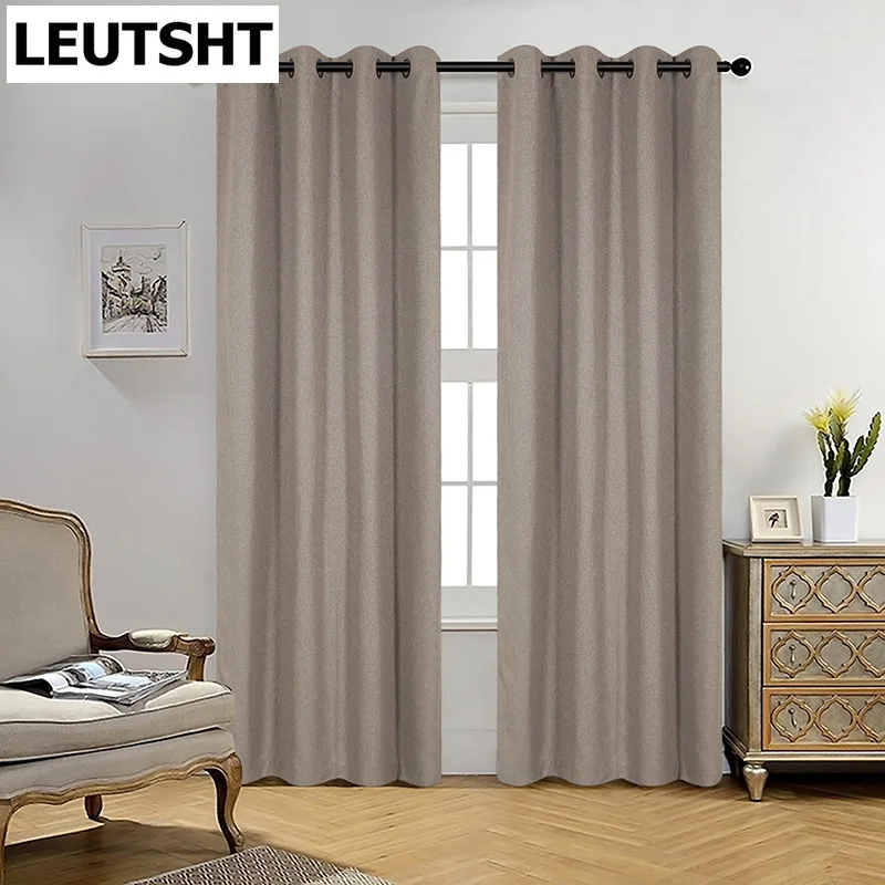 

New Modern Curtains for Living Dining Room Bedroom Ribbed Color Linen Solid Color Curtains Home Window Blackout Curtain