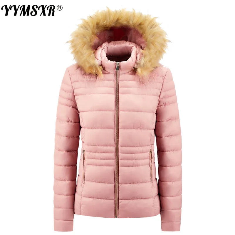 

Women's Cotton-padded Clothes To Keep Warm 2021 New Slim Fashion Striped Pure Color Down Cotton Elegant Ladies Jacket