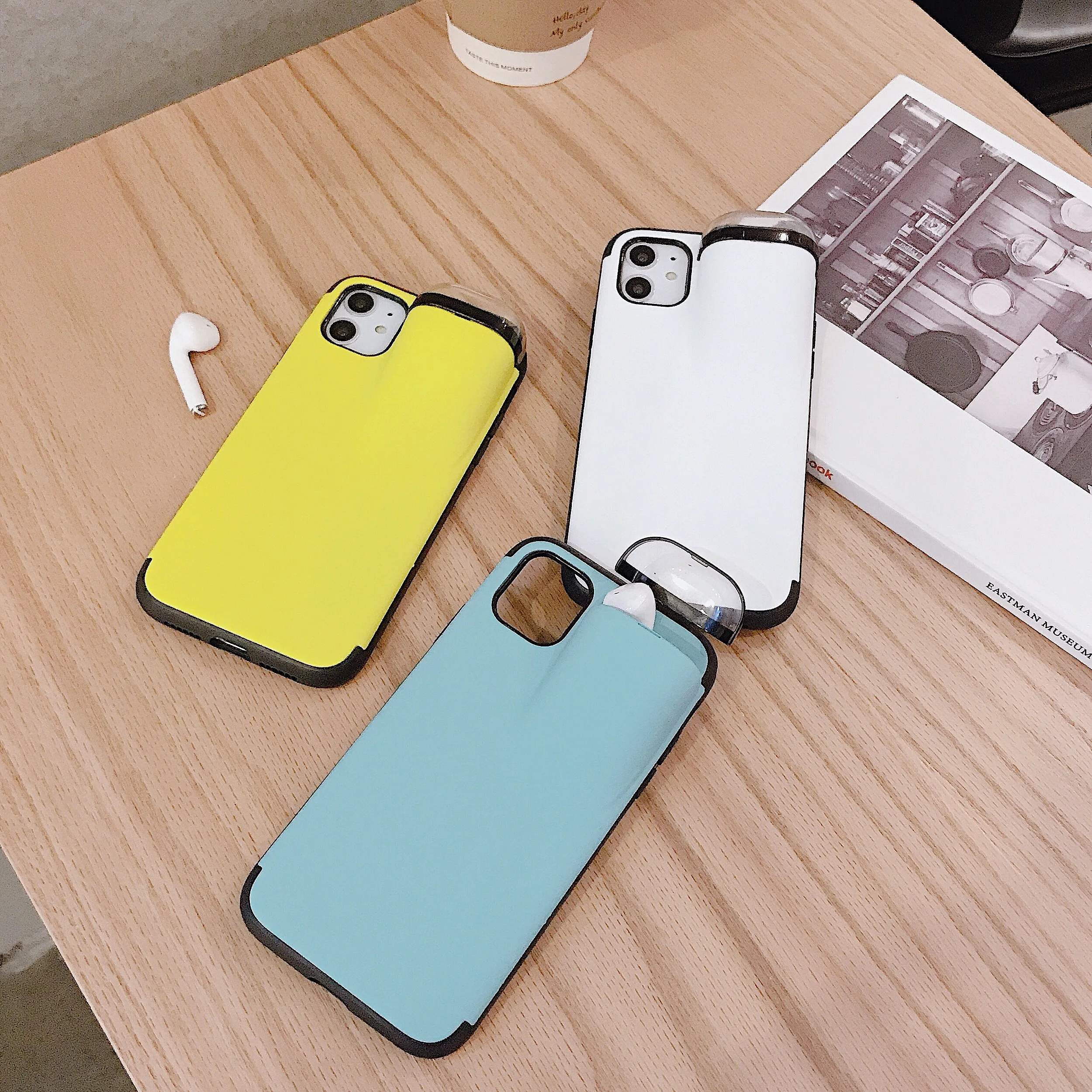 2 в 1 чехол для iPhone с гарнитура Airpods коробка хранения 11 Pro XS MAX XR X 7 8 Plus Мягкий