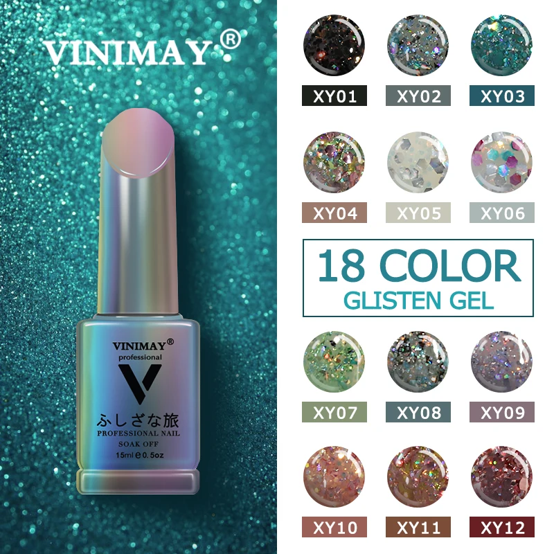 VINIMAY, 18 цветов, блестящий Гель-лак для ногтей, УФ-лак для ногтей, Гель-лак для ногтей, праймер для ногтей, гель для ногтей