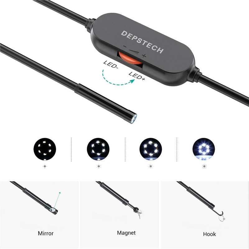 Камера-эндоскоп с объективом 5 мм Жесткий гибкий Полужесткий кабель Mirco USB Type-C