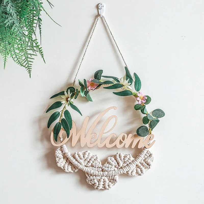 

Wall Hanging Fake Green Plants Flowers Simulation Plants WELCOME Door Knocker Living Room Porch Pendant Courtyard Room