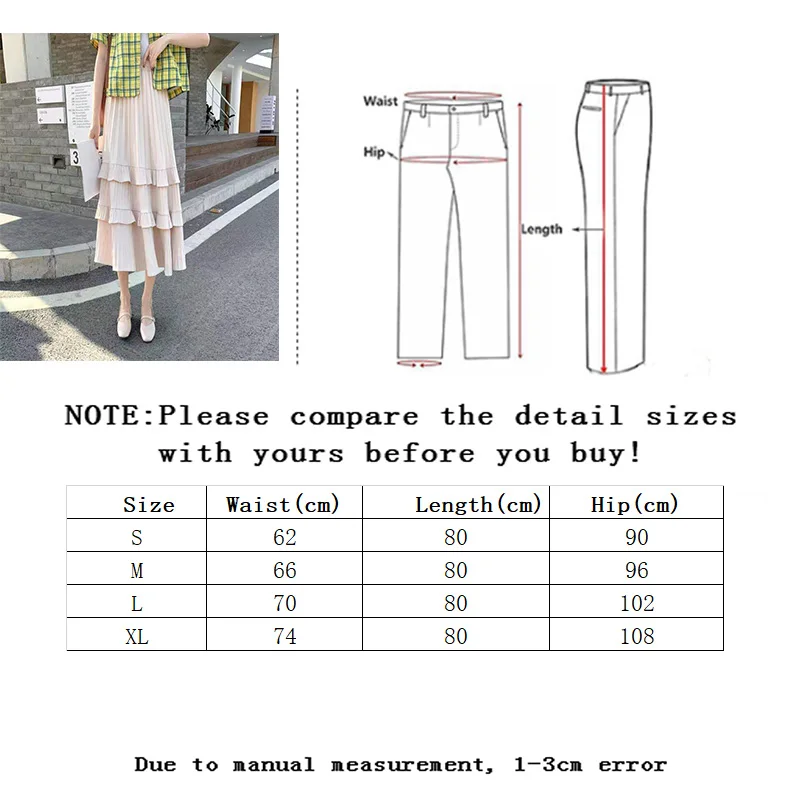 

Vangull Elegant Casual Pleated Cake Mid-length High Waist 2021 Summer New Covering The Hips And Thin White A-line Women Skirt
