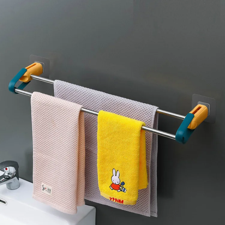 

Bathroom towel rack household bathroom hanging stainless steel double pole toilet towel bar scalable buy mounts