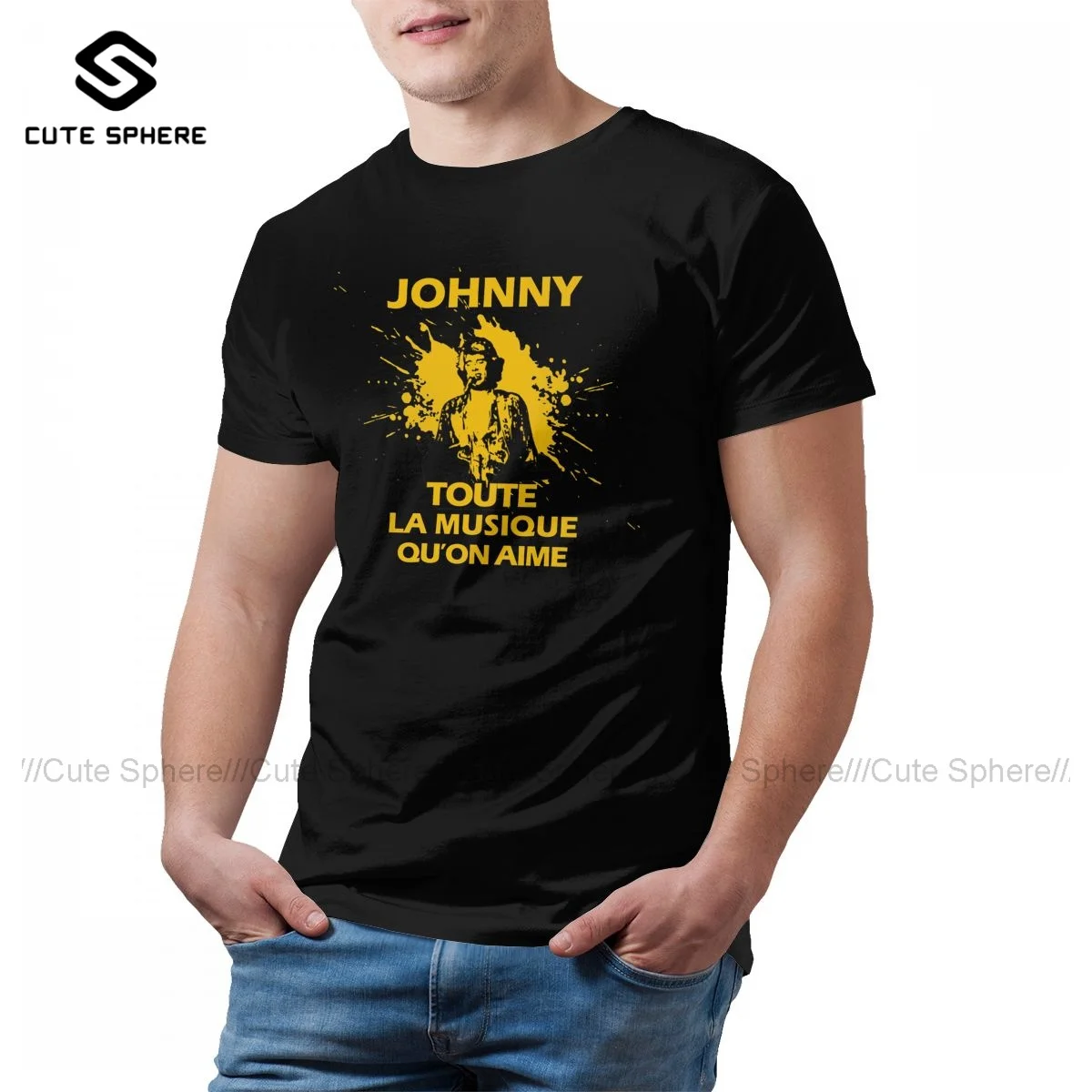 

Johnny Hallyday T Shirt Cute 100 Cotton Classic T-Shirt Short Sleeve Printed Tee Shirt 3xl Mens