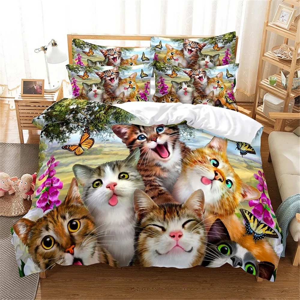 

3D Cat Bedding Set Queen Bedding Duvet Cover Set Bedding Set Bed Cover Cotton Queen Bedroom Bed Cover Set Bed Set Bedding