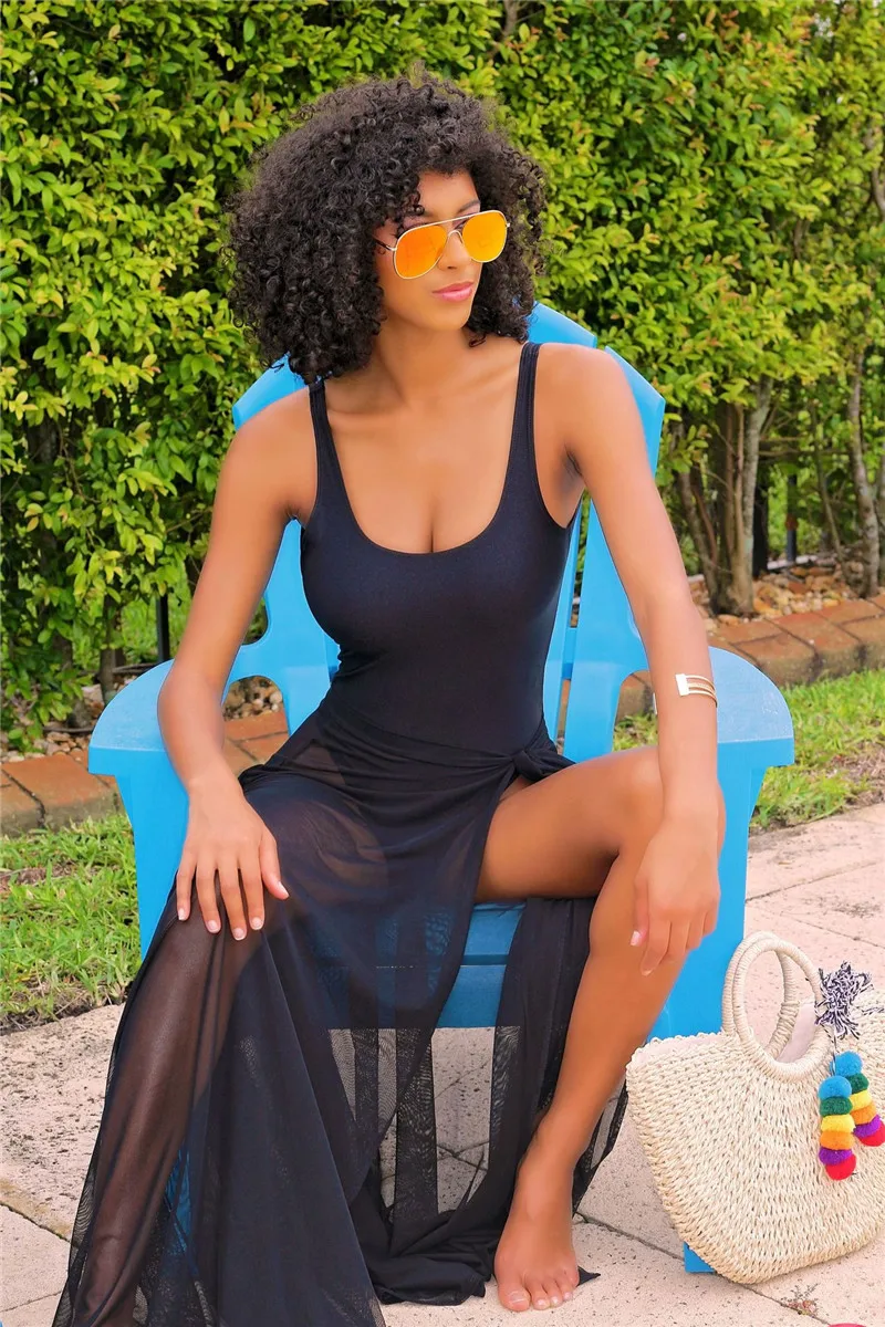 Сексуальная сетчатая накидка в стиле бохо 2021 Пляжная цельное боди бикини юбка с