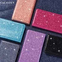 bling glitter case for samsung galaxy s22 s21ultra s20 s10 s9 s8 s7 note 20 10 9 leather flip card slot stand wallet cover coque