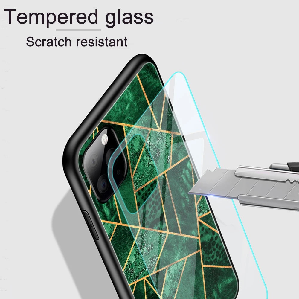 

Marble Case For iPhone XS MAX XR 7 8 6 6S Plus Phone Cases Clear Tempered Glass Cover For iPhone XS Max 10 11 Pro Max Thin Funda