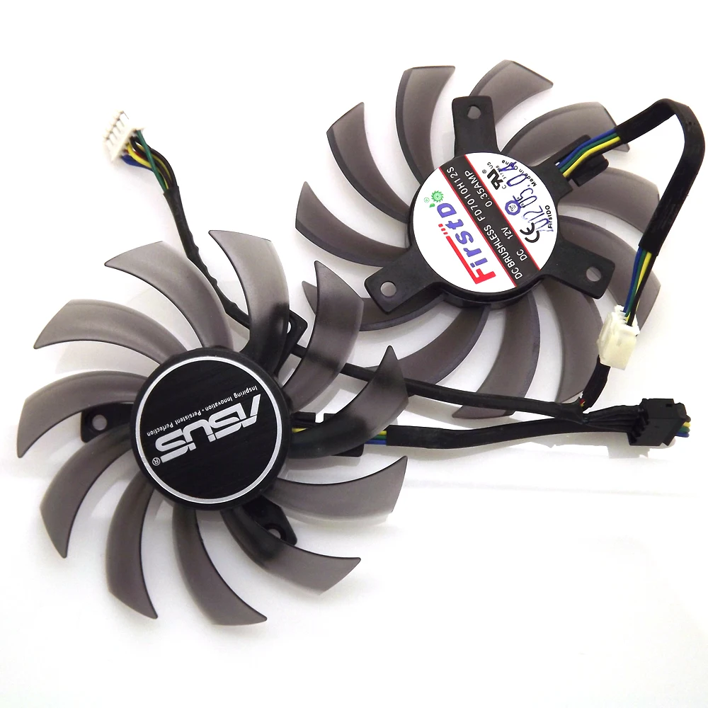 Вентилятор VGA для ASUS GTX690 GTX680 GTX670 GTX660TI HD7970 R9 270X GTX770 5Pin 2 шт./лот|75mm vga fan|card fangraphics card fan |