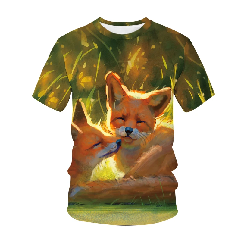 

Hot Sell 3D printed animal fox children T shirts summer boys and girls high quality cute color casual short sleeves