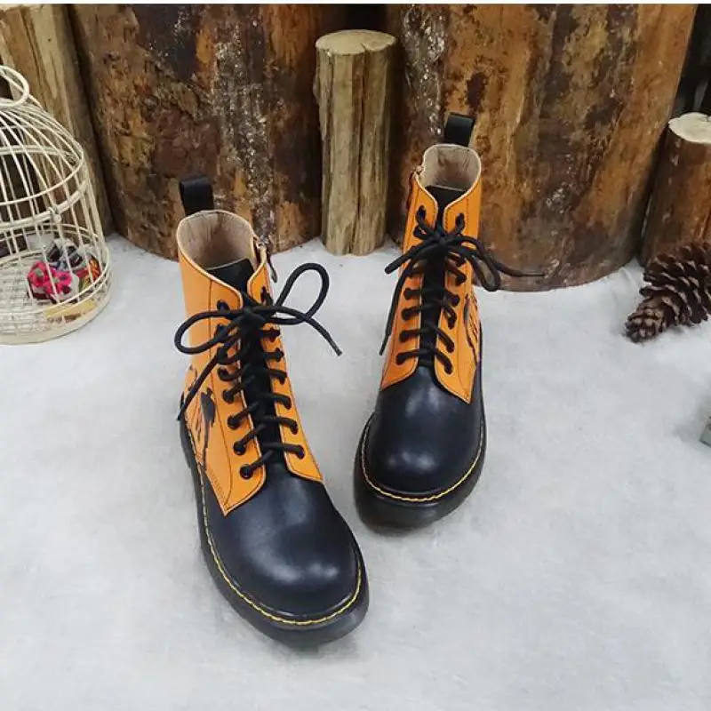 Женские ботильоны с перекрестной шнуровкой Johnature ботинки из натуральной кожи в