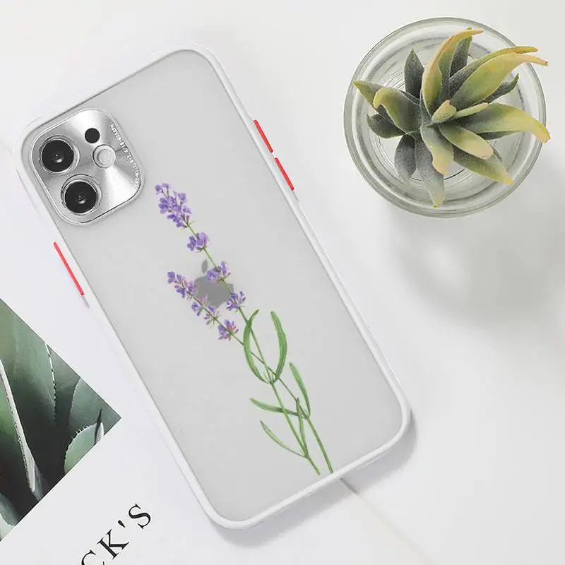 

Simple Lavender Purple Flowers Phone Case For iPhone 12 11 Mini Pro XR XS Max 7 8 Plus X Matte transparent White Cover