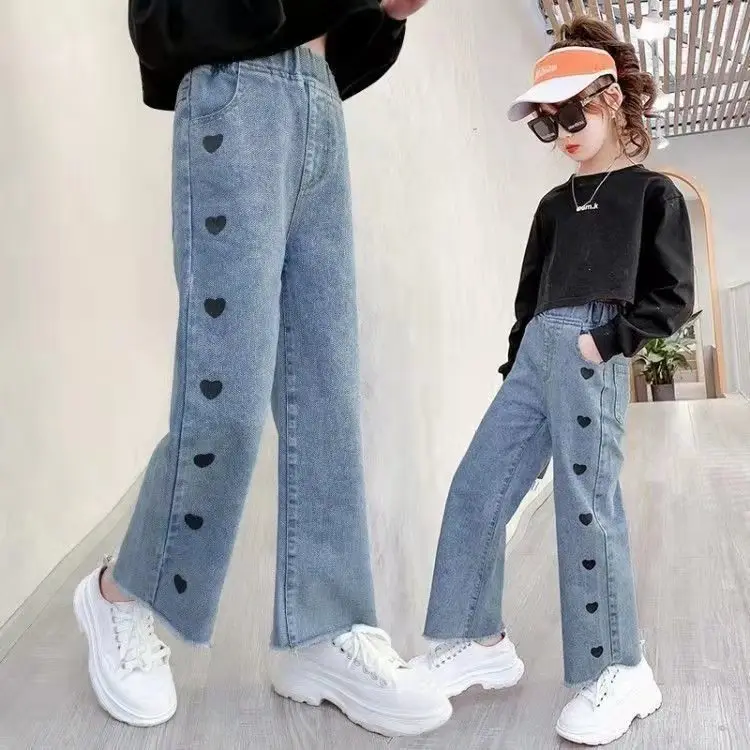 

Baby Girl Wide Leg Jeans Kids Girls Denim Pants Children Outwear Long Trousers Girl Clothing Fall Spring