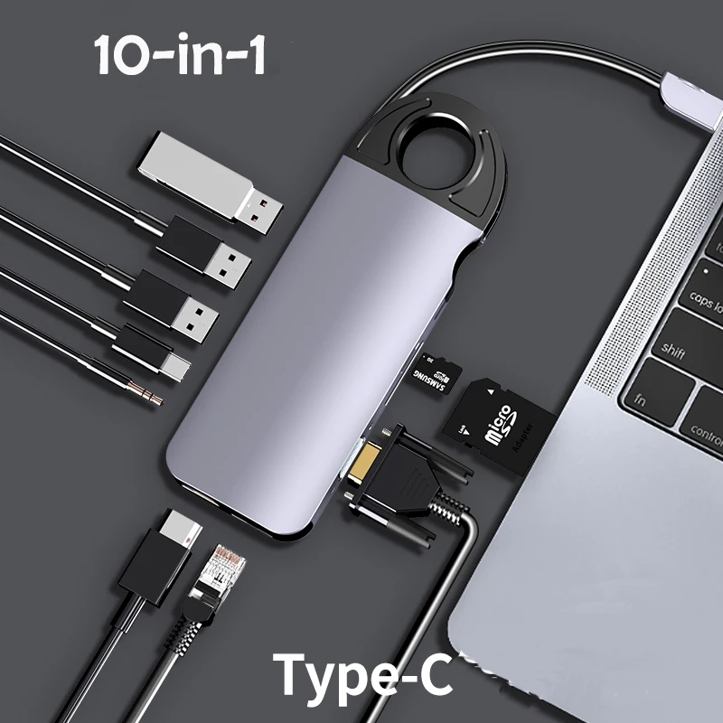 Док-станция 10 в 1 USB 3 0 + 2 PD-зарядка 4K HD-дисплей кардридер TF и для камеры - купить по