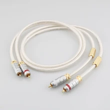 High Quality pair Audiocrast A26 6N OCC Silver-plated Hifi RCA Audio Cable With gold plated RCA plug connector