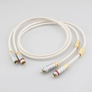 high quality pair audiocrast a26 6n occ silver plated hifi rca audio cable with gold plated rca plug connector free global shipping