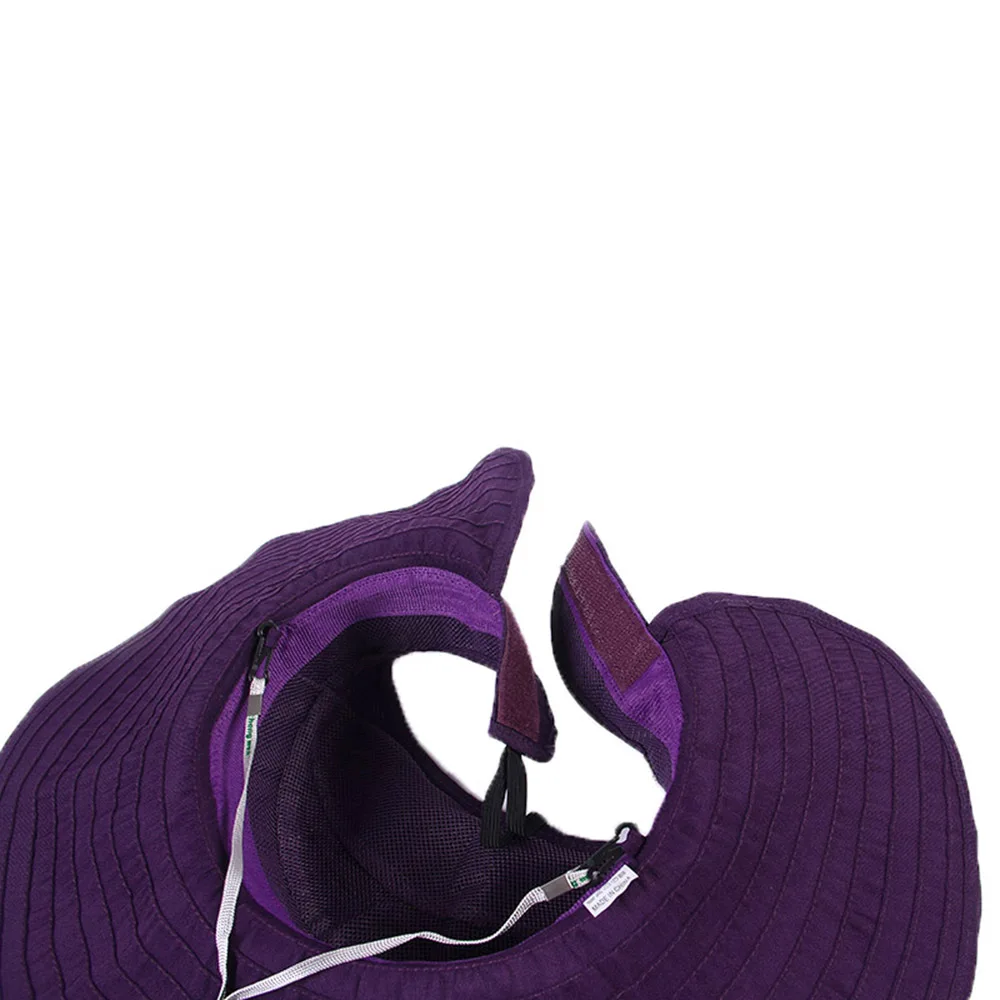 Шляпа женская с широкими полями и защитой от УФ-лучей складная пляжная Панама без