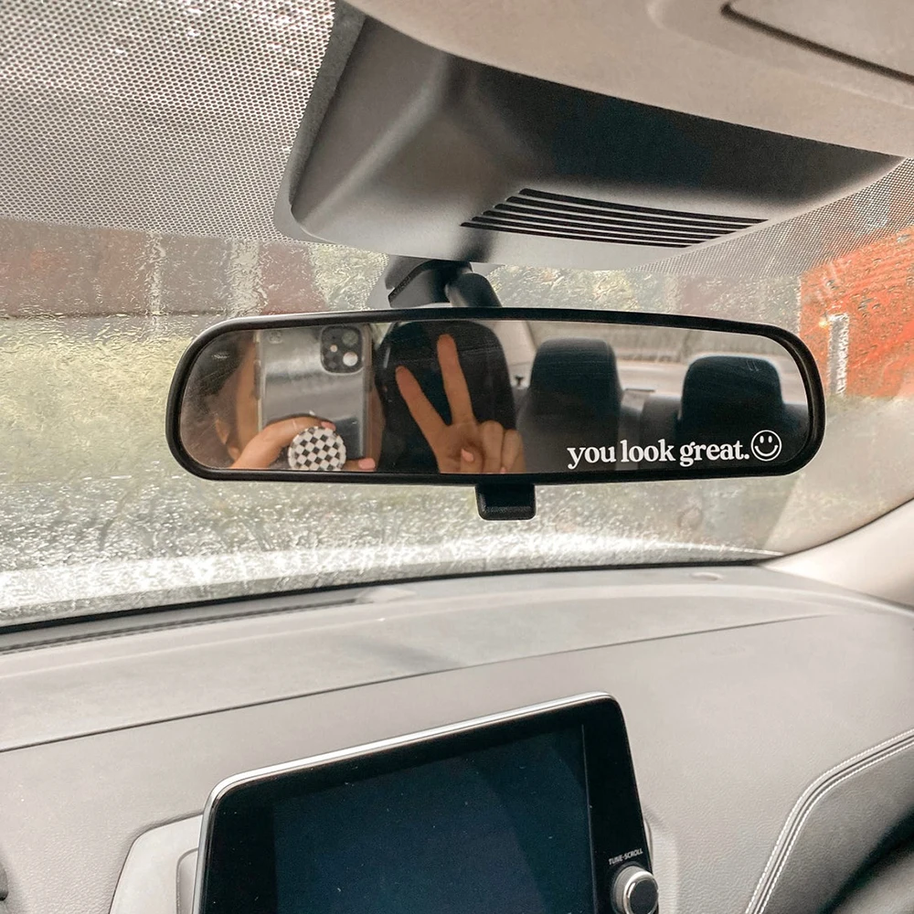 You Look Great Car Mirror Decal Looking Good Rear View Mirror Cling Positivity Car Mirror Vinyl Sticker Smiley Face Self Love