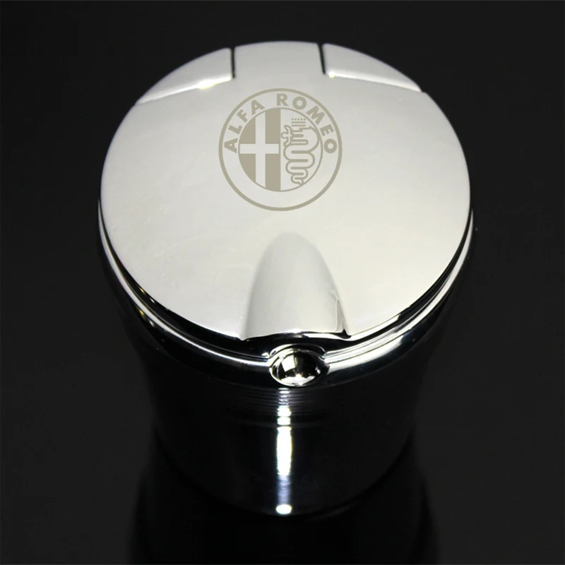 

1pc for Alfa Romeo Giulia Stelvio ALFA 156 Car Ashtray With Led Lights Smokeless Ashtray With Cover Creative Personality Covered