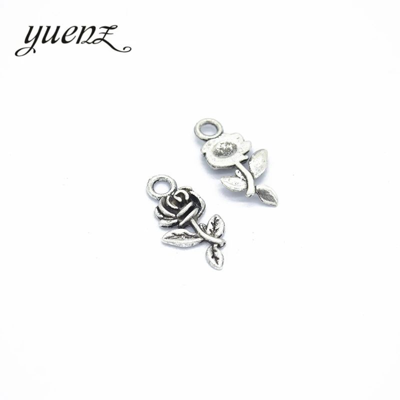YuenZ 30 шт. подвески из сплава античный серебряный цвет цветок Подвески Ювелирные