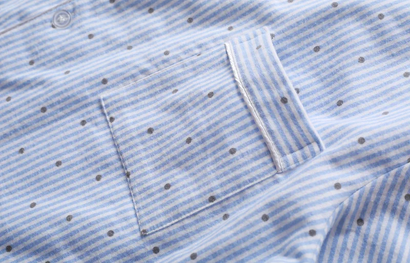 Women Long Sleeve Cute Casual Pajamas Korean Loose Striped Housewear Suits Autumn and Winter Cotton Sleepwear Couple Home Pj Set