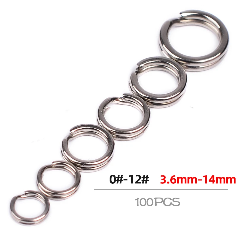 

100Pcs Fishing Rings Stainless Steel Split Rings High Quality Strengthen Solid Ring Lure Connecting Ring for Fishing Accessories