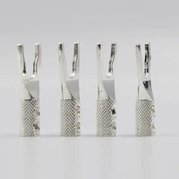 4pieces audio pure copper silver plated y spade speaker plugs audio screw fork connector adapter rhodium plated fork connectors