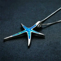 chic ocean necklace opal starfish blue white green purple color pendant theme jewelry wedding