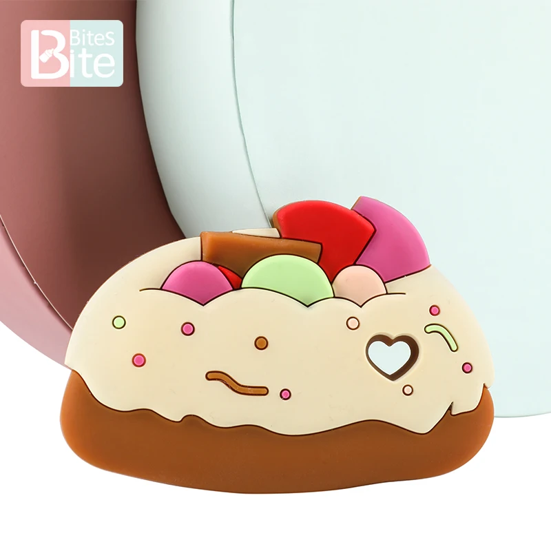 Mordedor de silicona para beb&eacute;, colgante de cadena con Clip para chupete, juguetes para ni&ntilde;os, productos para ni&ntilde;os, Hamburguesa de grado alimenticio, 1 unidad-5
