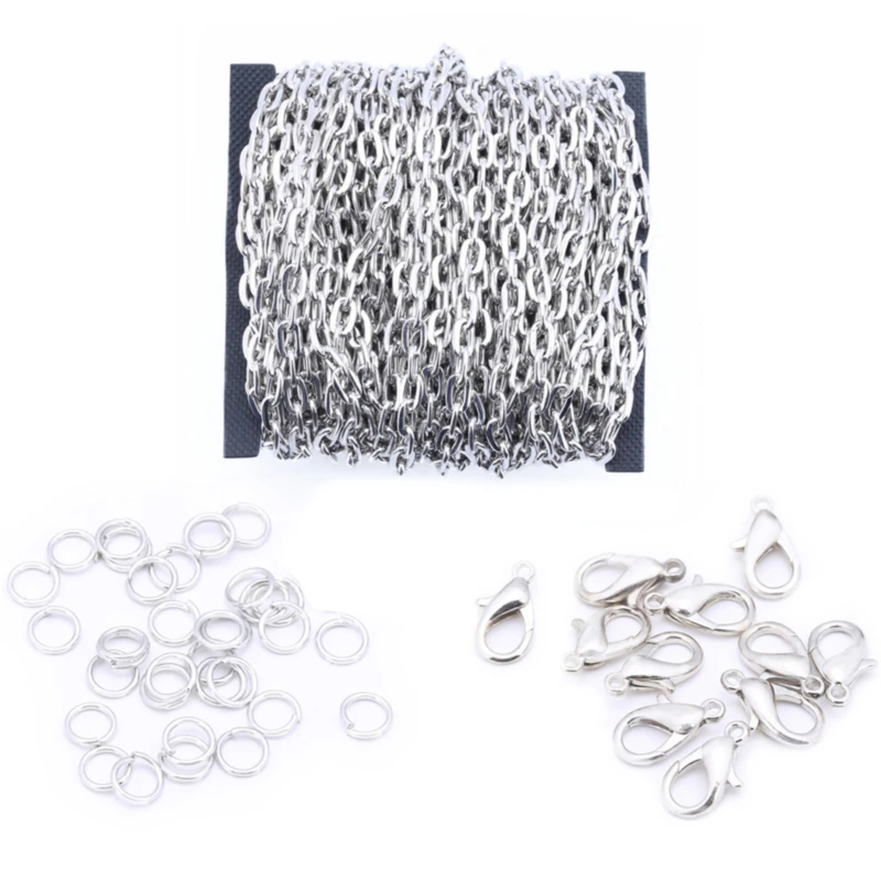 

2*3/3*4mm Necklace Chains 1200CM/pack Silver/KC Whitr/ Bronze Color Flat Chain For DIY Jewelry Making