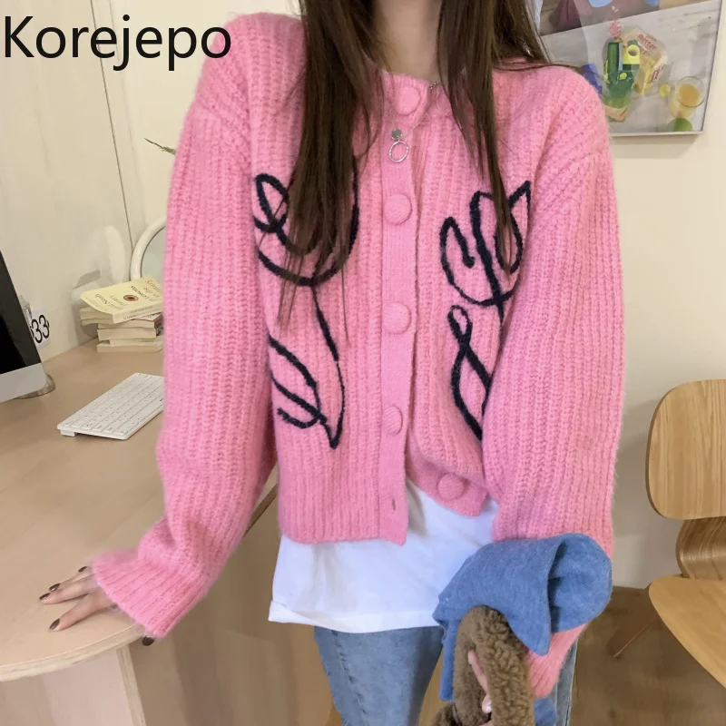 

Винтажный вязаный кардиган кореjepo, новинка зимы 2021, мягкий свободный свитер контрастной расцветки, Женское пальто