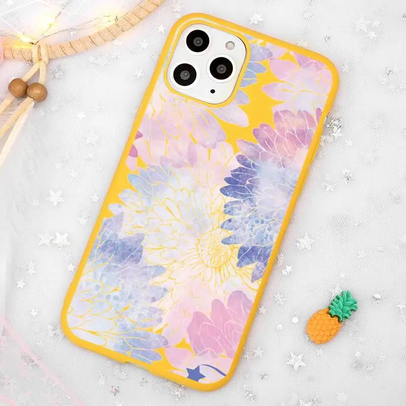 

rose Flowers pink daisy Phone Case Candy Color Yellow for iPhone 11 12 pro XS MAX 8 7 6 6S Plus X 5S SE 2020 XR