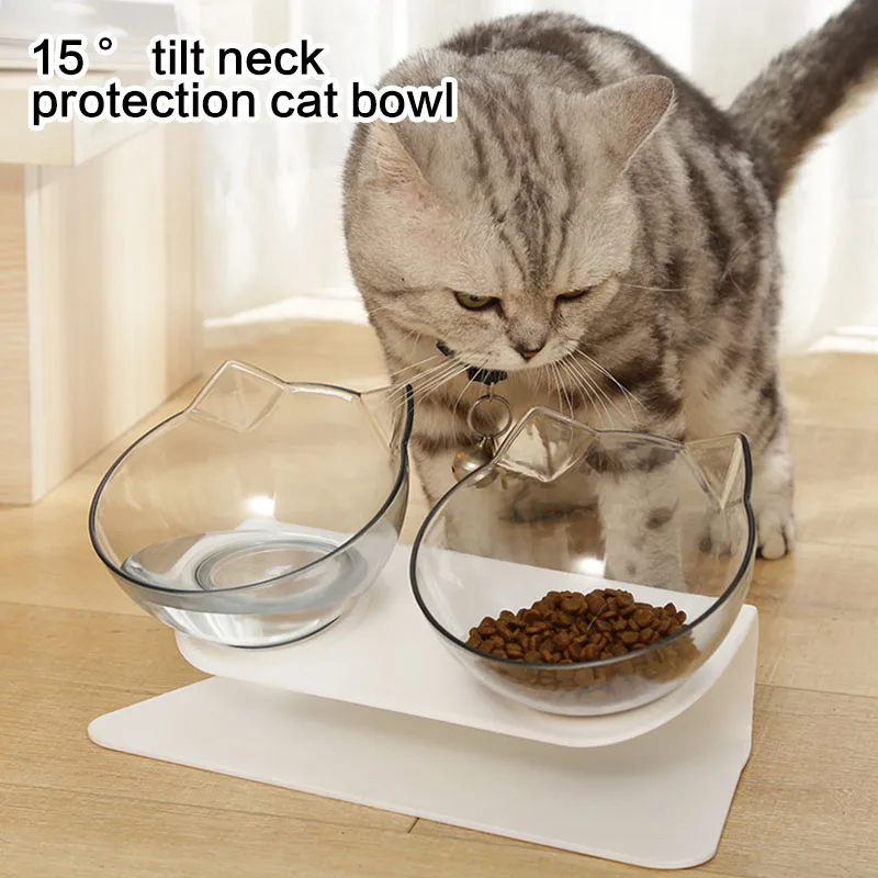 

Cat Double Bowl Cat Bowl Dog Bowl Non-slip Food Bowl With Raised Stand Cat Feeding & Watering Supplies Dog Feeder Pet Supplies