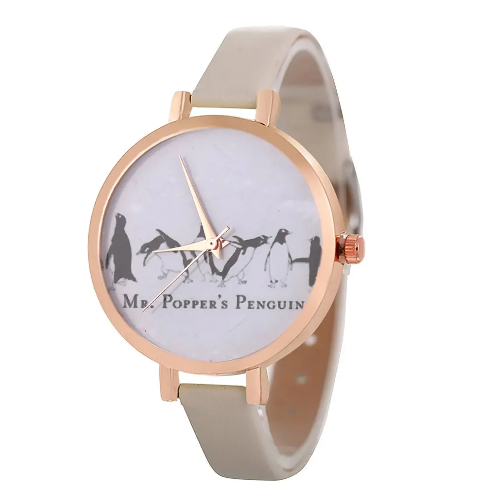 Элегантные женские часы модельные Пингвины с циферблатом кварцевые высокого