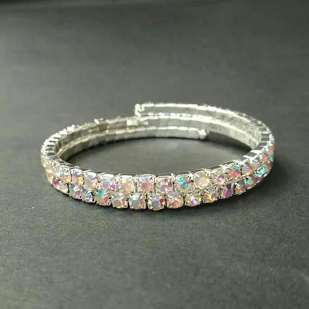 2rowAB TDQUEEN браслеты с серебряным покрытием Pulseiras браслет Кристалл Стразы многорядные Спираль браслет для женщин - Окраска металла: 2rowAB
